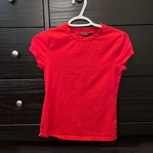 Red Fitted Crew Neck T Shirt